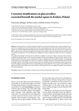 Corrosion Stratifications on Glass Jewellery Excavated Beneath the Market Square in Kraków, Poland