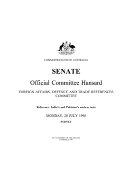 SENATE Official Committee Hansard