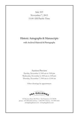 Historic Autographs & Manuscripts