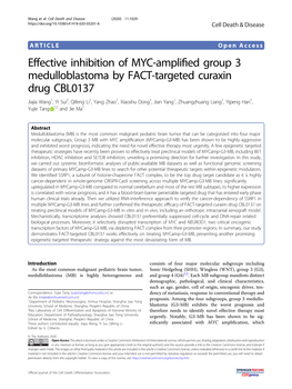 Effective Inhibition of MYC-Amplified Group 3 Medulloblastoma by FACT
