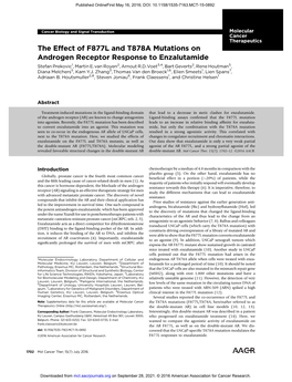 The Effect of F877L and T878A Mutations on Androgen Receptor