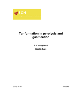 Tar Formation in Pyrolysis and Gasification