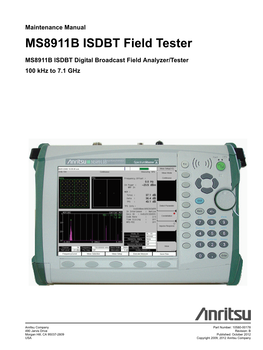 MS8911B ISDBT Field Tester Maintenance Manual