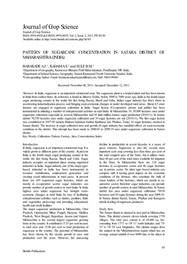 Journal of Crop Science Journal of Crop Science ISSN: 0976-8920 & E-ISSN: 0976-8939, Vol