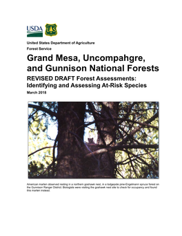 Grand Mesa, Uncompahgre, and Gunnison National Forests REVISED DRAFT Forest Assessments: Identifying and Assessing At-Risk Species March 2018