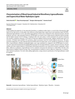 Characterization of Wood-Based Industrial Biorefinery