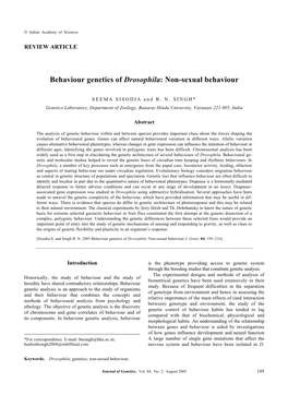 Drosophila: Non-Sexual Behaviour