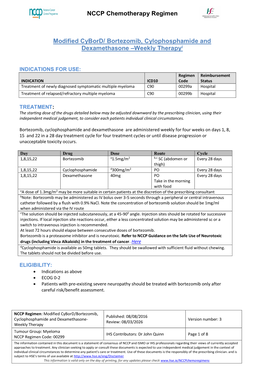 NCCP Chemotherapy Regimen