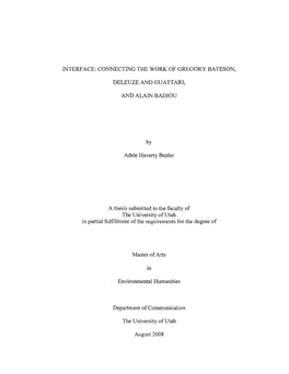 Connecting the Work of Gregory Bateson, Deleuze And