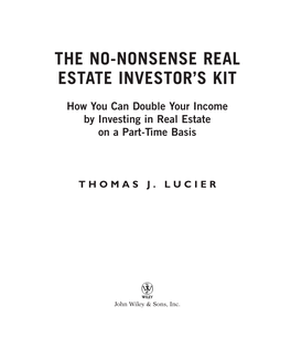 The No-Nonsense Real Estate Investor's