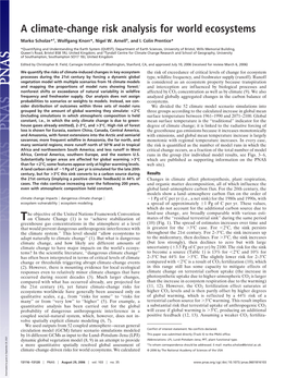 A Climate-Change Risk Analysis for World Ecosystems