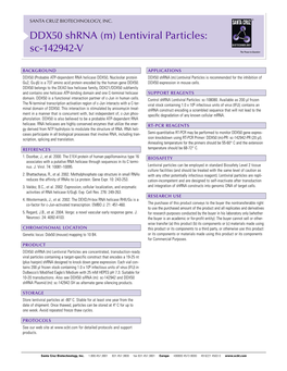 SANTA CRUZ BIOTECHNOLOGY, INC. DDX50 Shrna (M) Lentiviral Particles: Sc-142942-V