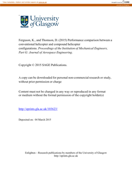 (2015) Performance Comparison Between a Conventional Helicopter and Compound Helicopter Configurations