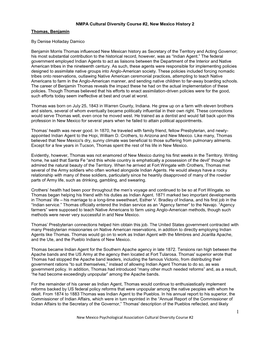 New Mexico Psychological Association Cultural Diversity Course #2 Helped Shape, Common Anglo-American Perceptions of the Pueblos at the Time