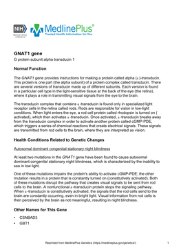 GNAT1 Gene G Protein Subunit Alpha Transducin 1