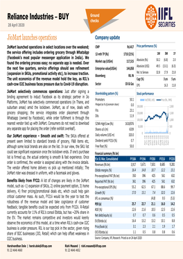 Reliance Industries – BUY Checks 28 April 2020