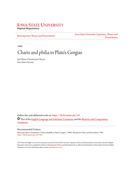 Charis and Philia in Plato's Gorgias Jan Marie Christiansen Beane Iowa State University