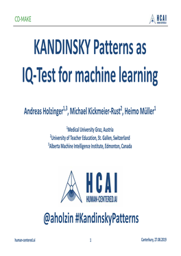 KANDINSKY Patterns As IQ‐Test for Machine Learning