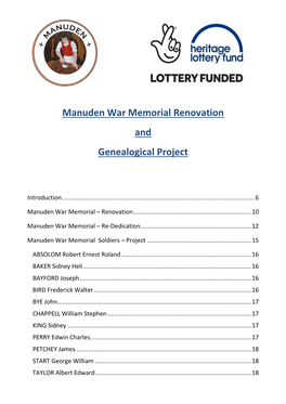 Manuden War Memorial Renovation and Genealogical Project