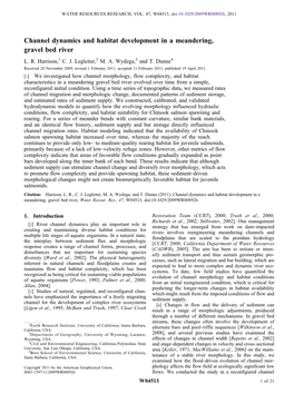 Channel Dynamics and Habitat Development in a Meandering, Gravel Bed River L