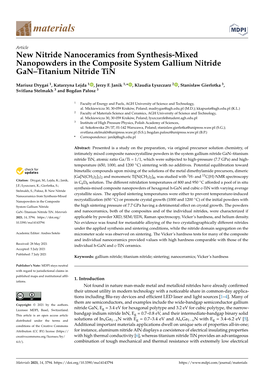 New Nitride Nanoceramics from Synthesis-Mixed Nanopowders in the Composite System Gallium Nitride Gan–Titanium Nitride Tin