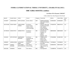 OBC GIRLS HOSTEL (Online)