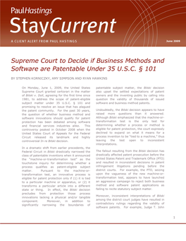 Supreme Court to Decide If Business Methods and Software Are Patentable Under 35 U.S.C. § 101