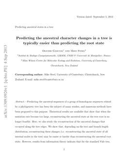 Predicting the Ancestral Character Changes in a Tree Is Typically Easier Than Predicting the Root State