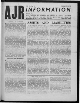 INFORMATION ISSUED Br the ASSOCIATION of JEWISH REFUGEES in GREAT BRITAIN 8