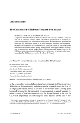 The Consolation of Rabban Yohanan Ben Zakkai