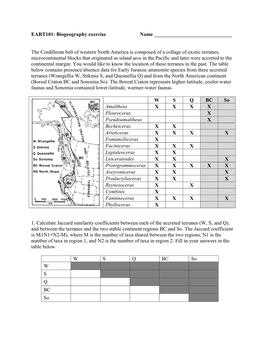 Biogeography Exercise Name ______