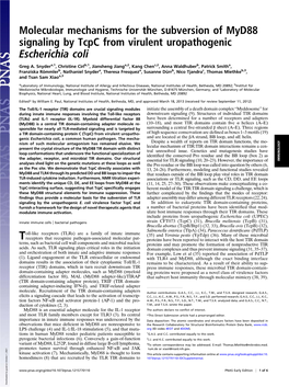 Molecular Mechanisms for the Subversion of Myd88 Signaling by Tcpc from Virulent Uropathogenic Escherichia Coli