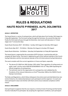 Rules & Regulations