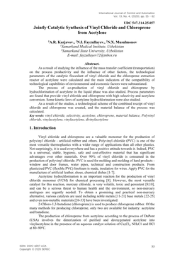 Jointly Catalytic Synthesis of Vinyl Chloride and Chloroprene from Acetylene