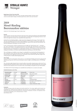 SYBILLE KUNTZ Weingut 2019 Mosel-Riesling Beerenauslese Edelsüss