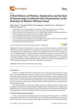 A Brief History of Whiskey Adulteration and the Role of Spectroscopy Combined with Chemometrics in the Detection of Modern Whiskey Fraud