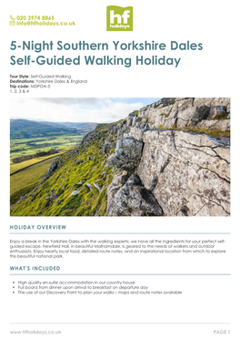 5-Night Southern Yorkshire Dales Self-Guided Walking Holiday