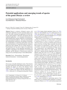 Potential Applications and Emerging Trends of Species of the Genus Dietzia: a Review