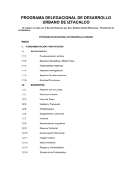 Programa Delegacional De Desarrollo Urbano De Iztacalco