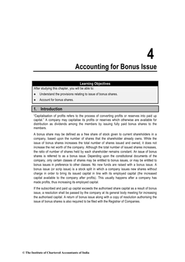 Accounting for Bonus Issue