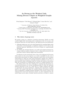 As Strong As the Weakest Link: Mining Diverse Cliques in Weighted Graphs Appendix