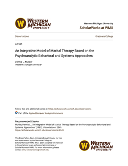 An Integrative Model of Marital Therapy Based on the Psychoanalytic Behavioral and Systems Approaches