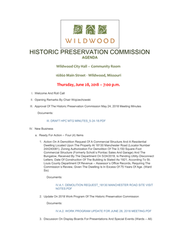 Historic Preservation Commission Agenda