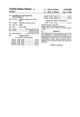 United States Patent (19) (11 Patent Number: 4,762,699 Swanson (45