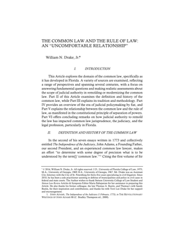 The Common Law and the Rule of Law: an “Uncomfortable Relationship”