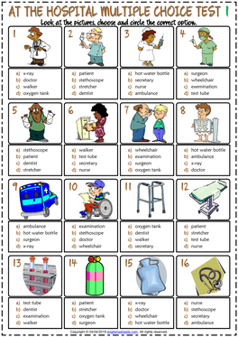 At the Hospital Multiple Choice Test 1