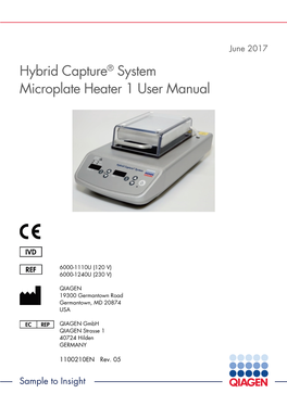 Hybrid Capture® System Microplate Heater 1 User Manual