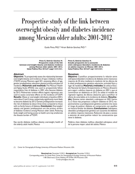 Prospective Study of the Link Between Overweight/Obesity and Diabetes Incidence Among Mexican Older Adults: 2001-2012