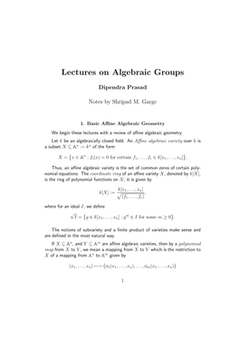 Lectures on Algebraic Groups