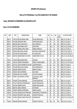 APEAMCET-2019 (Admissions)